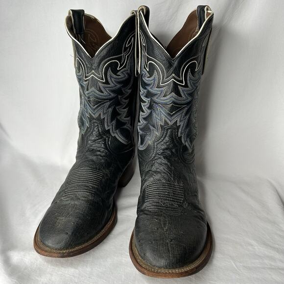 Tony Lama Smooth Ostrich Boots Black Men’s Size 11 D Round Toe main image 4